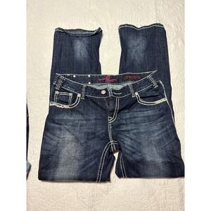 Rock Revival Women Jeans Blue Embellished Pocket Bootcut Size 33x34